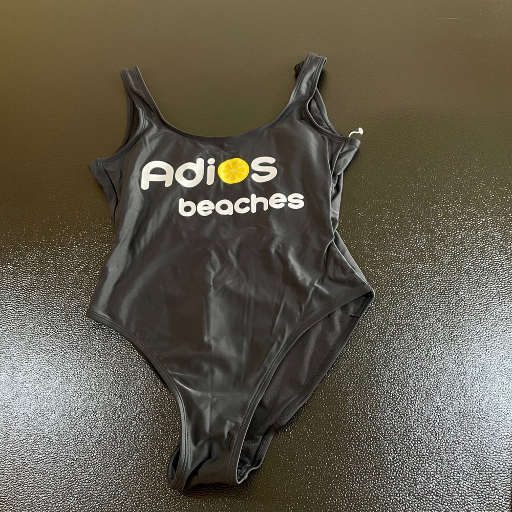 Adios Beaches One Piece Swimsuit Graphic Lemon Print Noo Boundaries Womens Small